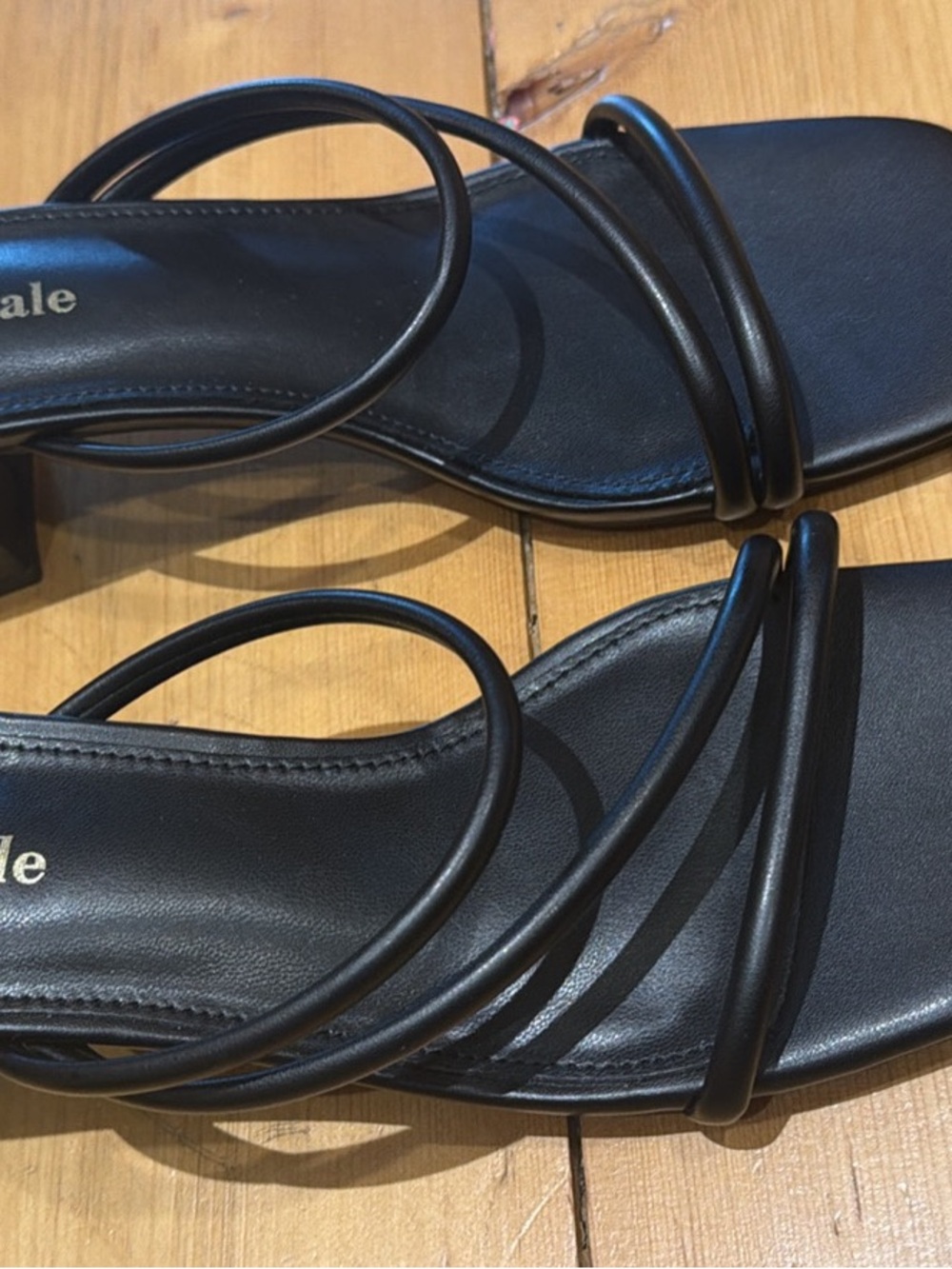 Black Strappy Mid-Heel Sandals - Women